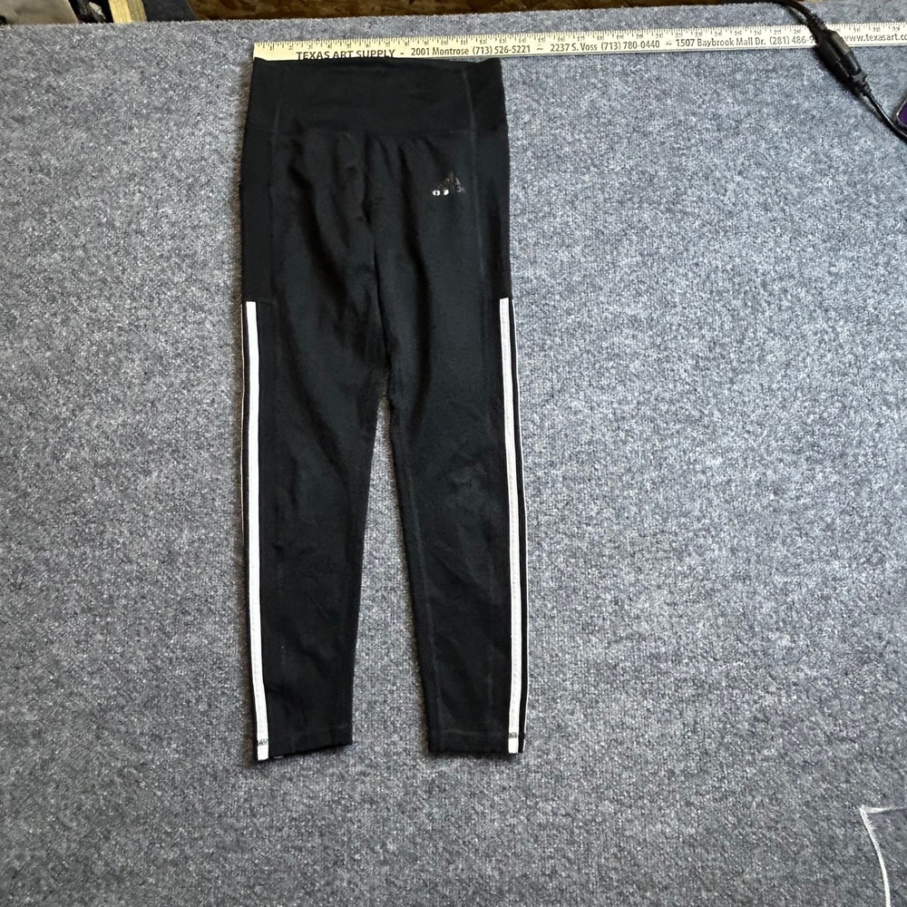 Adidas Leggings Womens Size S Black Aeroready High Waisted Side Stripe Athletic